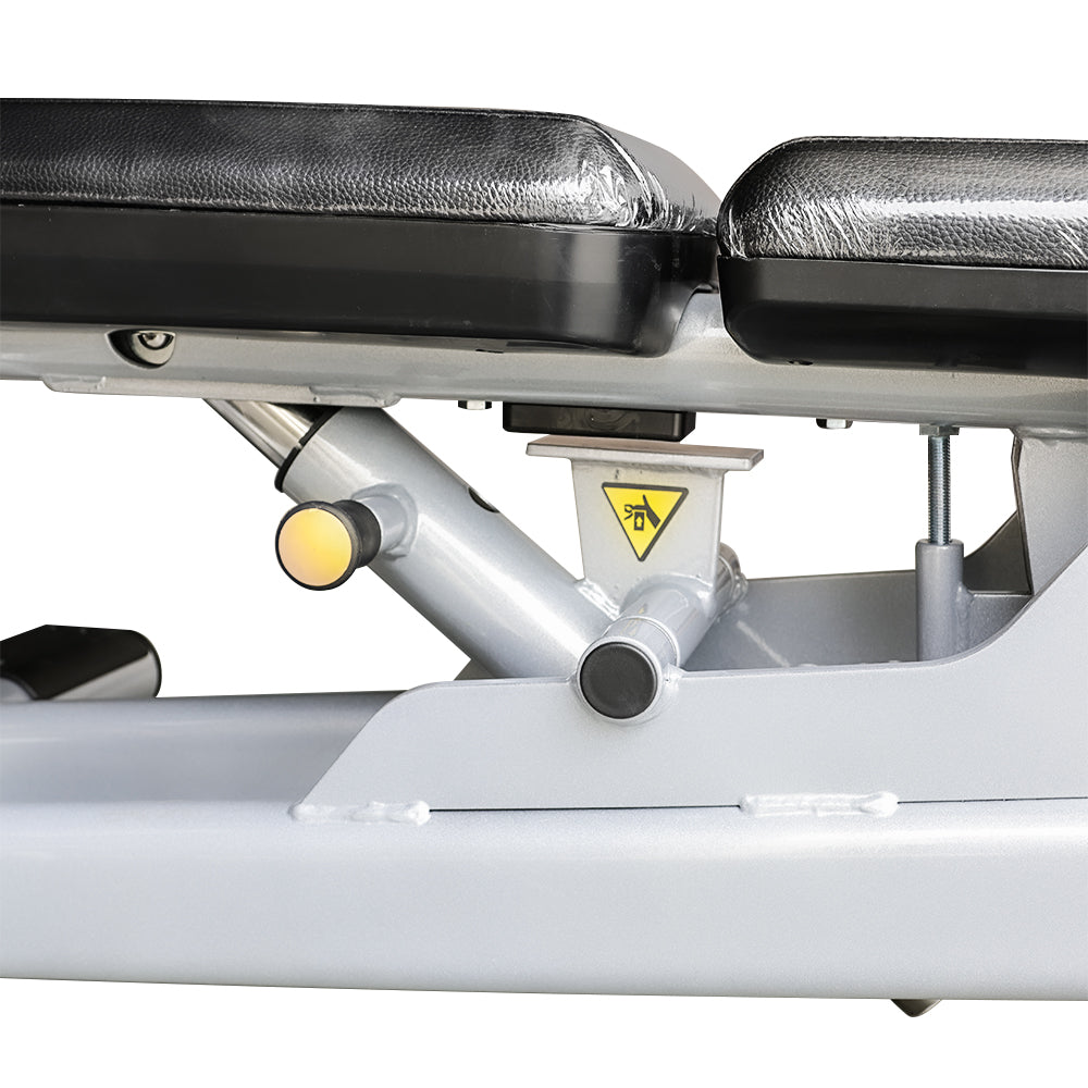 Close-up of weight bench TB-68 with adjustable components