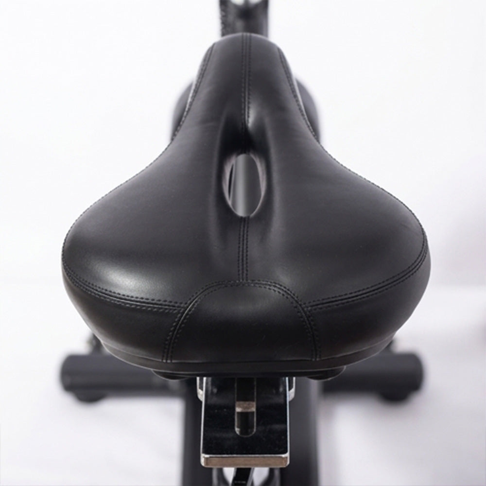 Close-up of Alphago Fitness spin bike seat