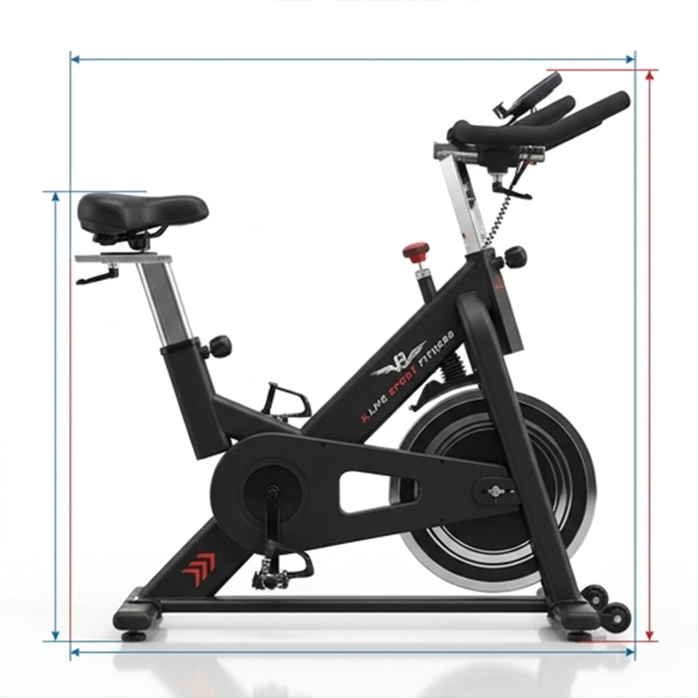 Alphago Fitness Black exercise bike with red accents on a white background