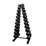 10 pairs of hex dumbbell with a-shape stand