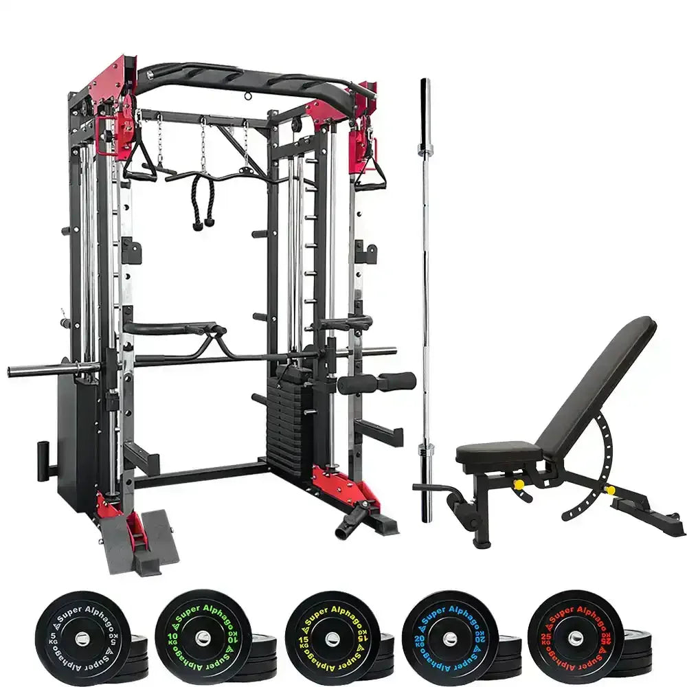 Smith Machine JL006 with 150kg Bumper Plates + Decline Bench TB-20