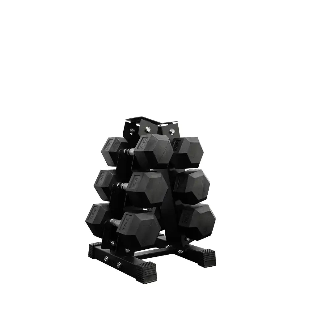 3 pairs total 60kg hex dumbbell from 7.5kg to 12.5kg with dumbbell rack