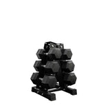 3 pairs total 60kg hex dumbbell from 7.5kg to 12.5kg with dumbbell rack