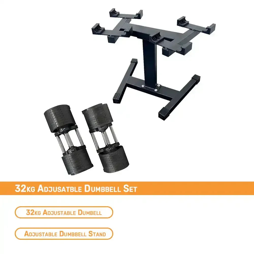 32kg adjustable dumbbell with stand