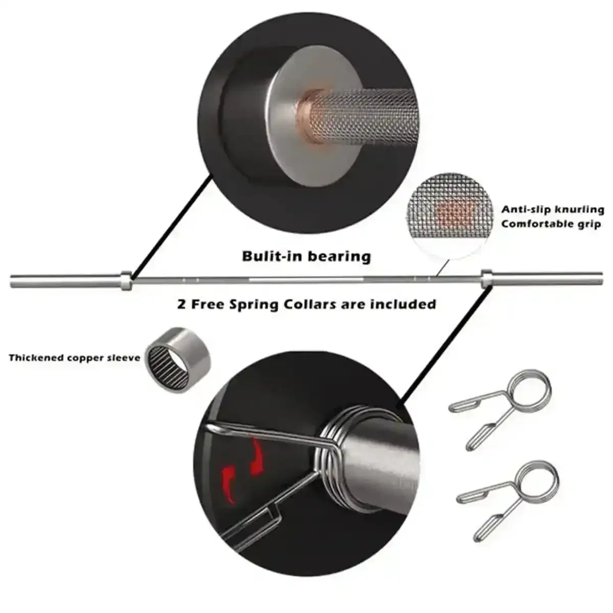 2.2m Silver Olympic 700lb Straight Barbell description