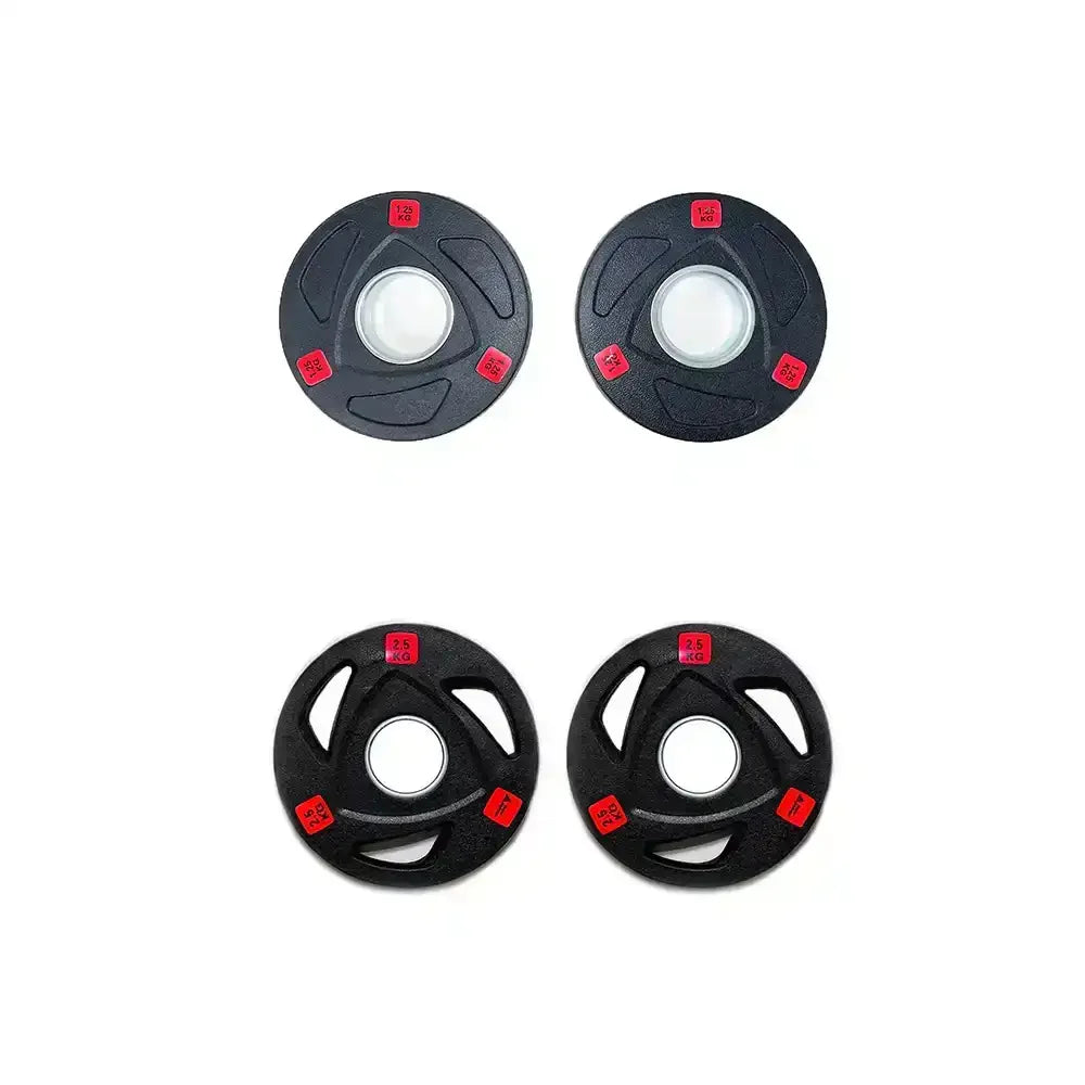 set of 1.25/2.5kg Olympic Tri-Grip Rubber Coated Weight Plates