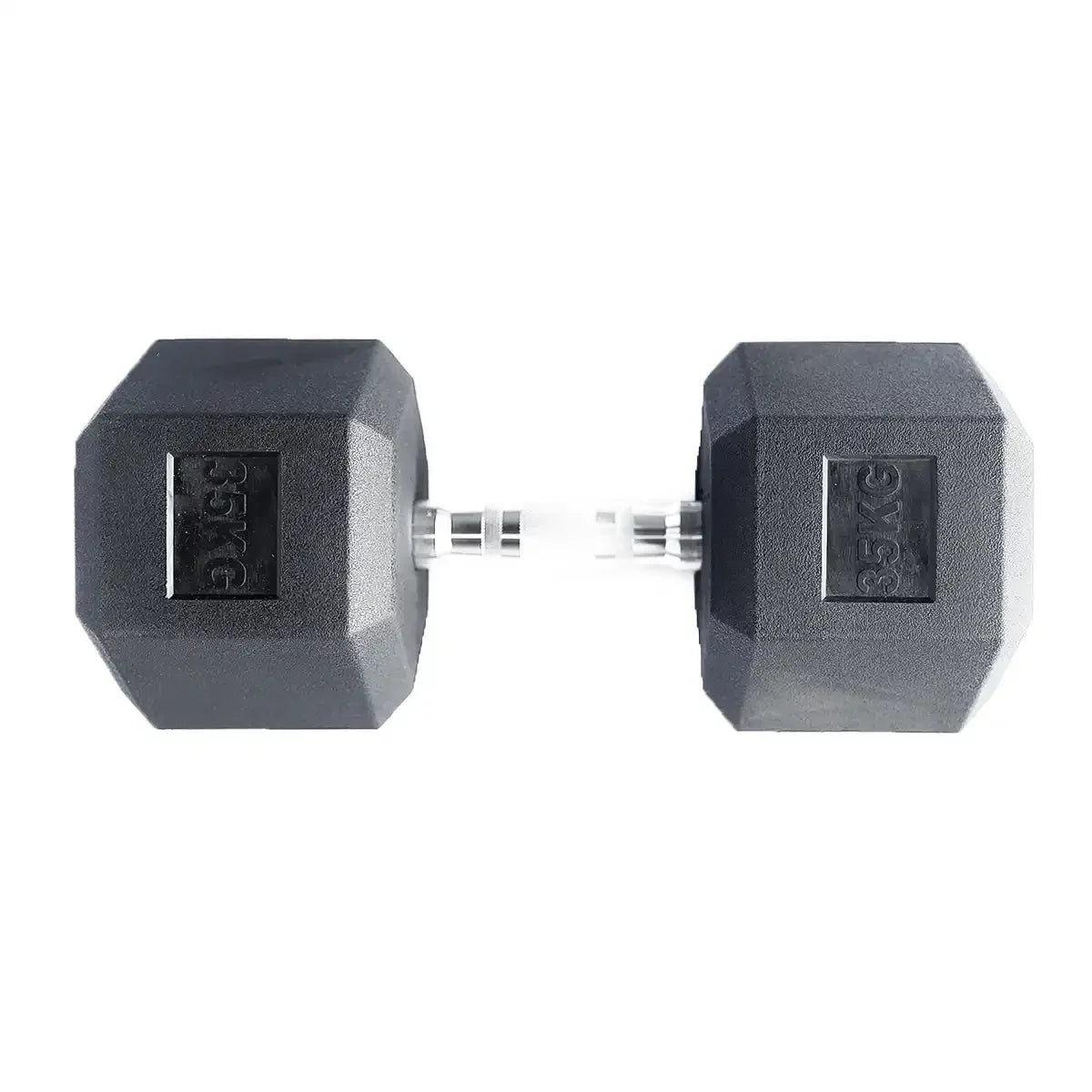 pair of 35kg hex dumbbells