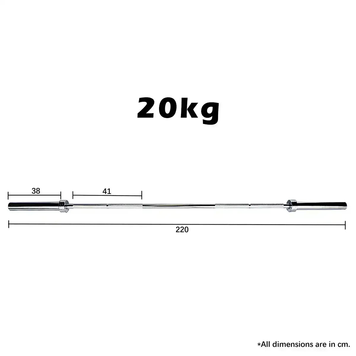 2.2m Olympic 20kg Straight Bar