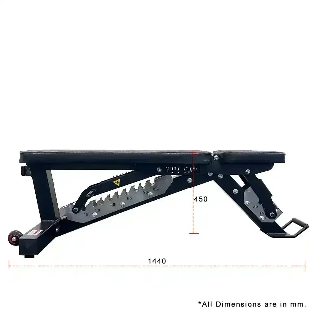 heavy duty adjustable incline bench tb-44 dimension