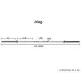 2.2m Olympic 1500lb Straight 20kg Barbell dimensions