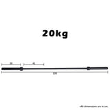 2.2m Black Olympic 700lb Straight Barbell dimensions