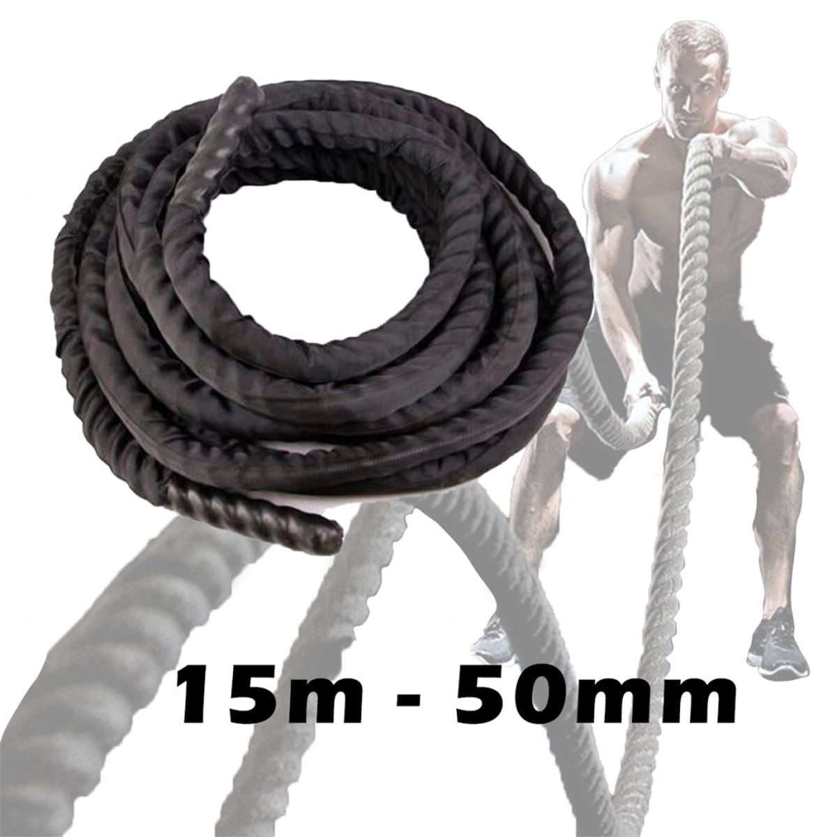 15m 50mm Heavy Home Gym Battle Rope