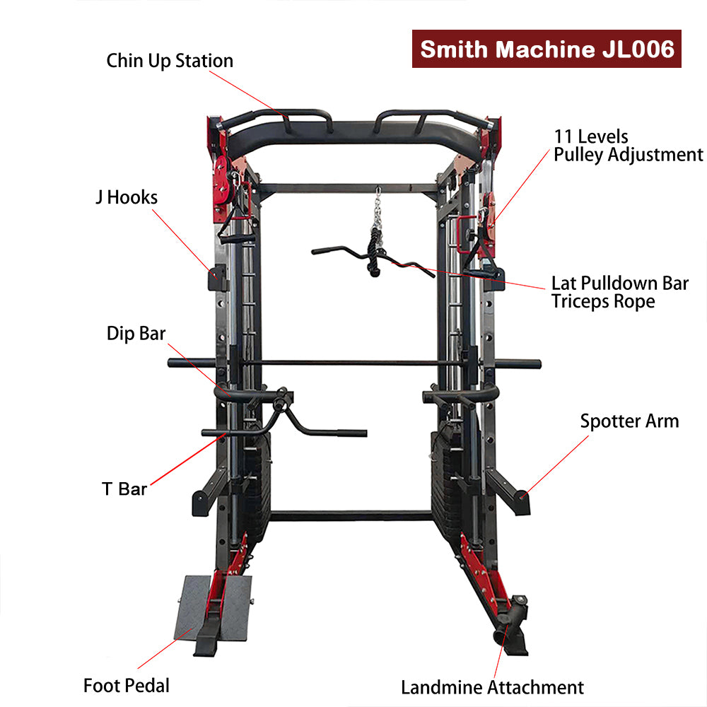 Smith Machine JL006 2.2m Olympic Barbell Olympic Weights 105kg Tri Grip Weights