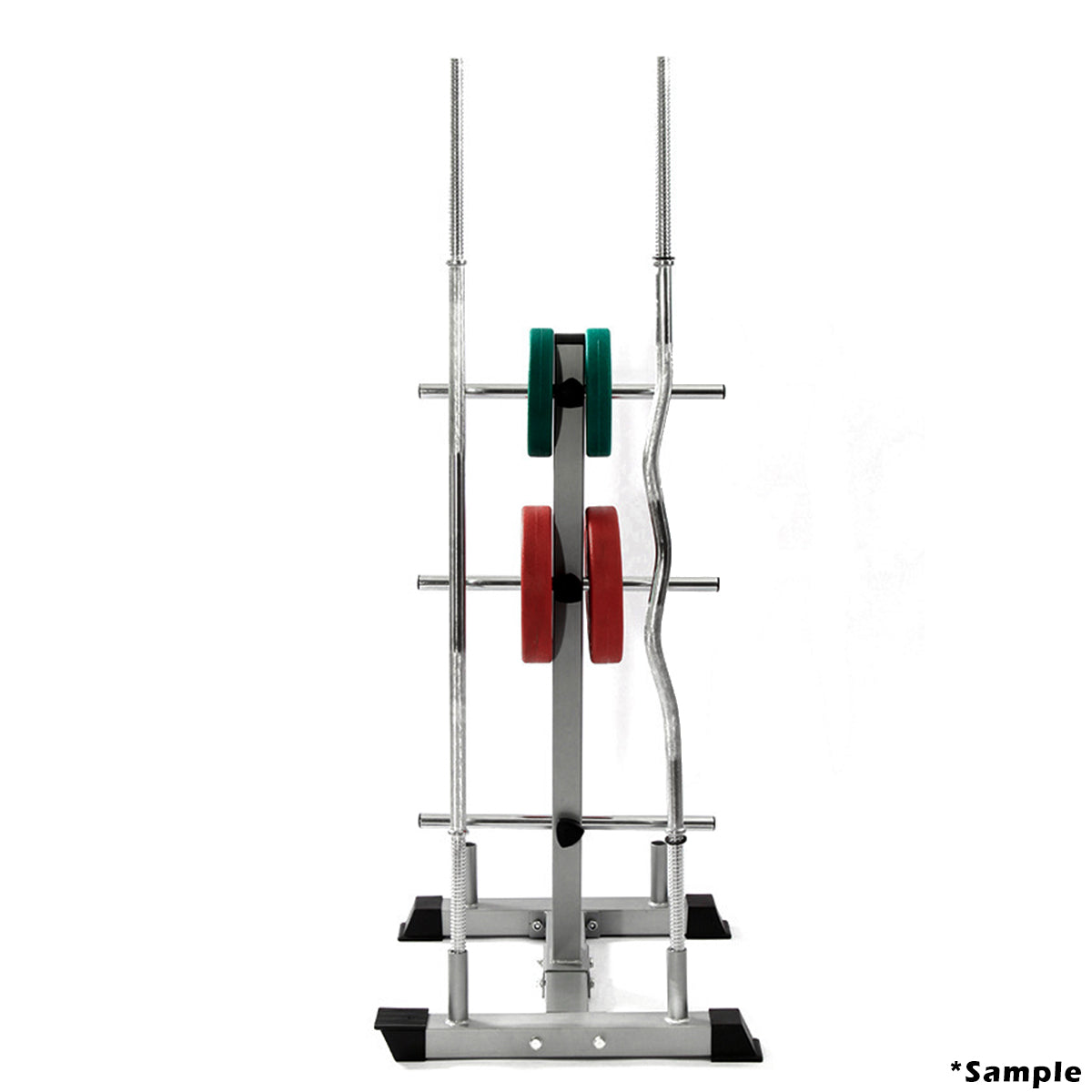 Olympic Weight Plates Rack with Barbell Storage with weight plates and barbell