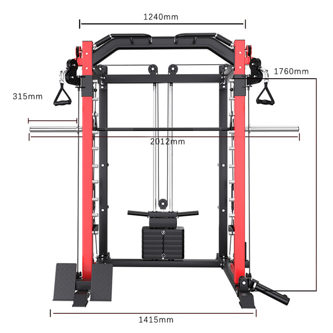 Smith Machine SP024 Front View Machine Dimensions