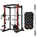 Smith Machine SP024 Package include Smith Machine SP024 + Pair of 5/10/15/20/25kg Bumper Plates + 20kg Barbell