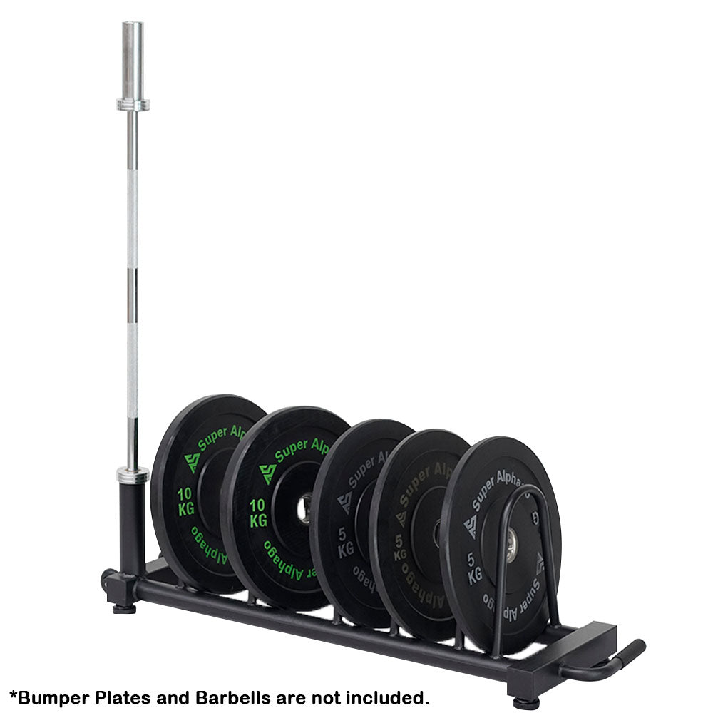 Bumper Plate Toaster Rack with bumper plates and bar