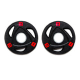 Pair of 2.5kg Olympic Tri-Grip Rubber Coated Weight Plates