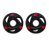 pair of 2.5kg Olympic Tri-Grip Rubber Coated Weight Plates